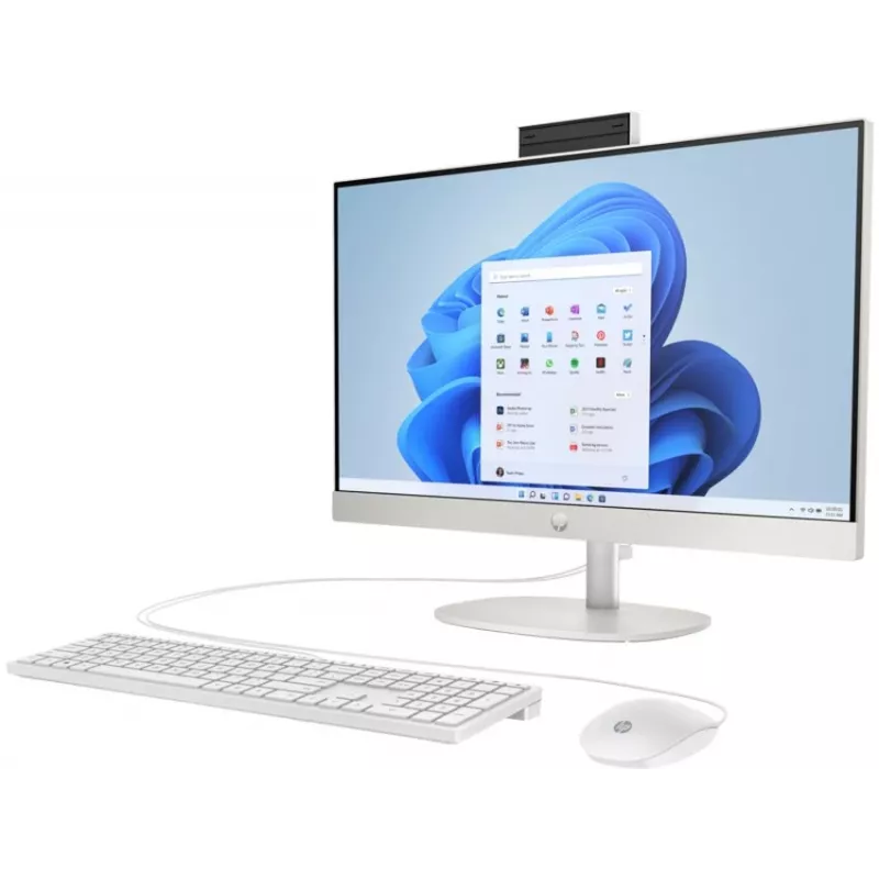 HP All-in-One 24-cr0009nf stalinis kompiuteris, Intel Core i5-1335U, 16 GB RAM, 512 GB SSD, 23,8 colio Full HD IPS ekranas, Windows 11 Home, baltas (atnaujinta prekė)