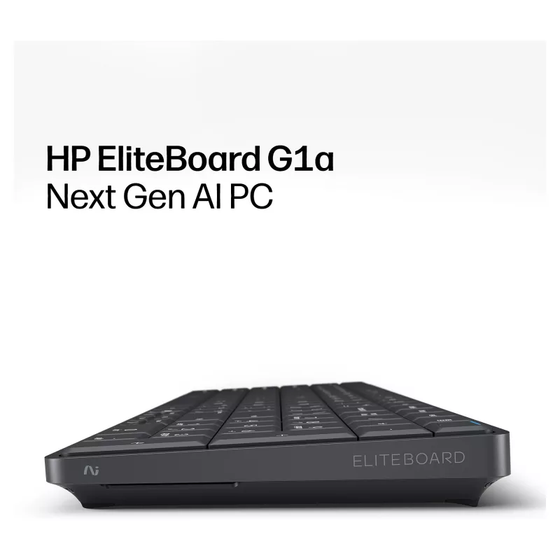 HP EliteBoard G1a Next Gen AI PC - AMD Ryzen AI 5, 16GB RAM, 512GB SSD, Windows 11 Pro, Wi-Fi 6E, juoda