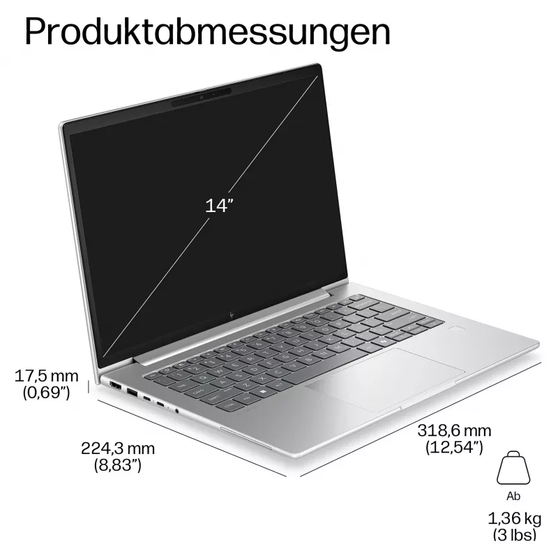 HP EliteBook 6 G2i Notebook AI - Intel Core 7 350 / 1.5 GHz - 32 GB RAM - 1 TB SSD - 14 colio WUXGA IPS - Windows 11 Pro - Wi-Fi 7 - sidabrinis