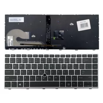 HP EliteBook 840 G5 / 846 G5 / 745 G5 pakaitinė klaviatūra - sidabrinė, su apšvietimu, US English išdėstymas