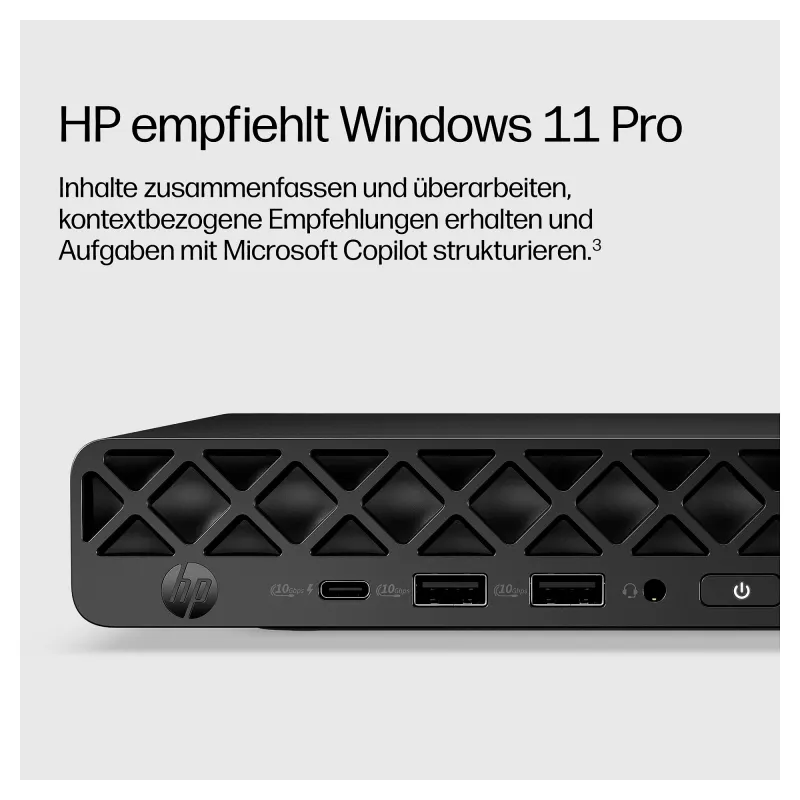 HP EliteDesk 8 Mini G2a Mini kompiuteris, AMD Ryzen AI 5 435, 16GB RAM, 512GB SSD, Windows 11 Pro, juoda