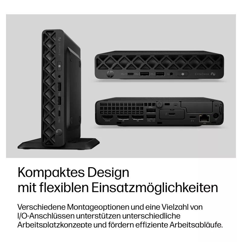 HP EliteDesk 8 Mini G2i mini kompiuteris, Intel Core Ultra 7 356H, 32GB DDR5 RAM, 1TB NVMe SSD, Windows 11 Pro, juodas
