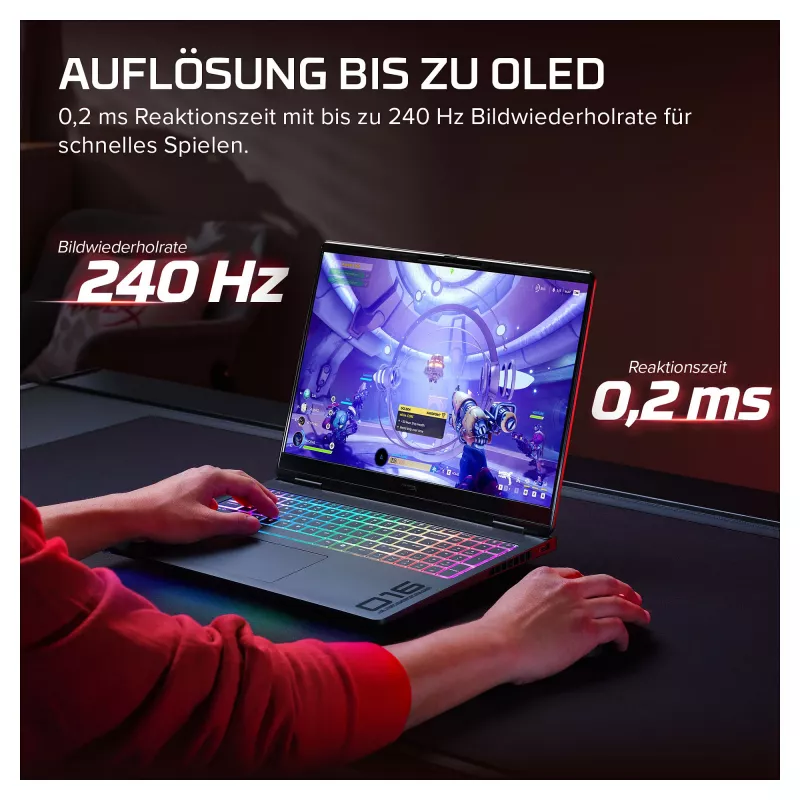 HP HyperX OMEN 16-ah1470ng žaidimų nešiojamasis kompiuteris, AMD Ryzen 7, RTX 5070 Ti, 32GB RAM, 1TB SSD, 16.1 inch QHD 270Hz, Windows 11 Home