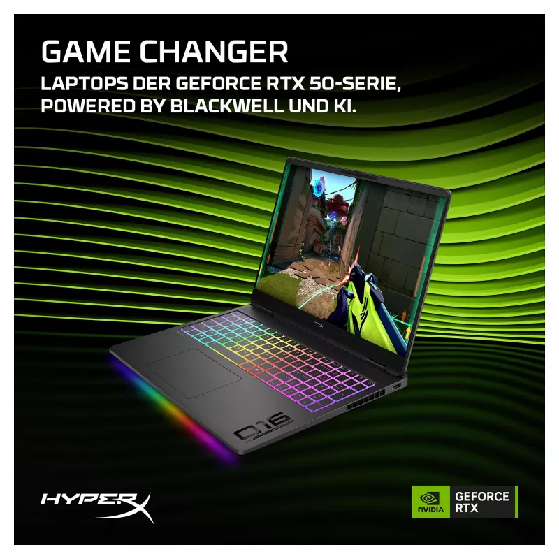 HP HyperX OMEN 16-ah1470ng žaidimų nešiojamasis kompiuteris, AMD Ryzen 7, RTX 5070 Ti, 32GB RAM, 1TB SSD, 16.1 inch QHD 270Hz, Windows 11 Home