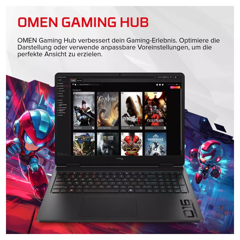 HP HyperX OMEN 16-am2173ng žaidimų nešiojamasis kompiuteris, 16,1 inch QHD 165Hz, Intel Core i7-14650HX, 24GB RAM, 1TB SSD, RTX 5070, Windows 11 Home