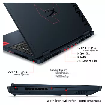 HP OMEN 16-ah1490ng žaidimų nešiojamasis kompiuteris, 16,1 inch QHD 165Hz, Intel Core 9 270HX, 32GB DDR5, 1TB SSD, RTX 5080, Windows 11 Home, vokiška klaviatūra