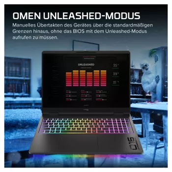 HP OMEN 16-ah1490ng žaidimų nešiojamasis kompiuteris, 16,1 inch QHD 165Hz, Intel Core 9 270HX, 32GB DDR5, 1TB SSD, RTX 5080, Windows 11 Home, vokiška klaviatūra