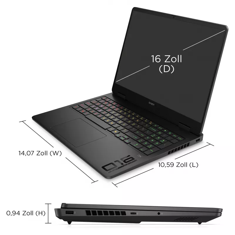 HP OMEN 16-am0471ng žaidimų nešiojamasis kompiuteris, 16 inch WUXGA 144Hz, Intel Core Ultra 7 255H, 16GB RAM, 512GB SSD, NVIDIA GeForce RTX 5050, FreeDOS, Shadow Black