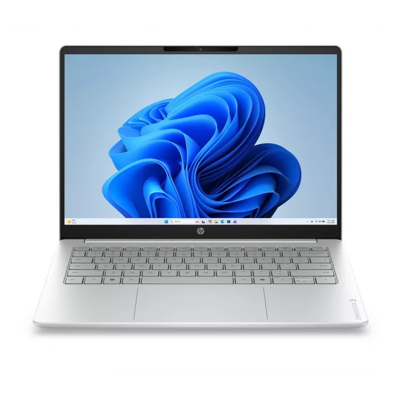 HP OmniBook 3 14-hu0012nwx 14 inch 2K IPS nešiojamasis kompiuteris - Intel Core 3 100U, 8GB DDR5, 256GB SSD, Windows 11 Home, Glacier Silver