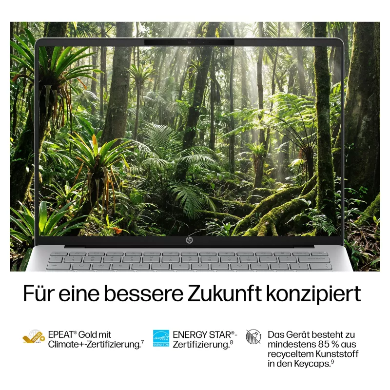 HP OmniBook 5 14-hh0470ngx nešiojamas kompiuteris, Intel Core Ultra 7 155H, 16GB RAM, 512GB SSD, 14 colių WUXGA IPS, Windows 11 Home, vokiška klaviatūra, sidabrinis