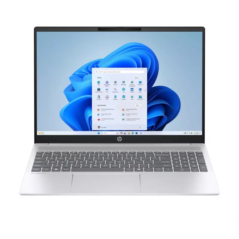 HP OmniBook 5 16-bc1019nw, 16 colių IPS 300 nitų Anti-Glare, AMD Ryzen 7 8840U, 16 GB LPDDR5X, 512 GB SSD, AMD Radeon 780M, 1080p internetinė kamera, 59 Wh, be OS, Glacier Silver, 2 metų garantija