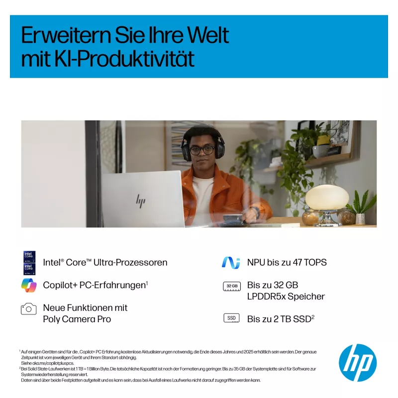 HP OmniBook 7 17-dc0573ng Intel Core 7 256V 16GB RAM 1TB SSD Windows 11 Pro 17,3 colių Full HD nešiojamas kompiuteris, sidabrinis