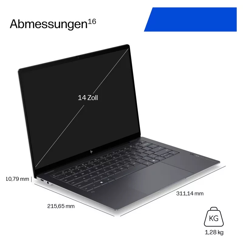 HP OmniBook Ultra 14-kd0472ngx, Intel Core Ultra 7 356H, 32GB RAM, 1TB SSD, 14 colių jutiklinis ekranas, Windows 11 Home, natūralus sidabras (vokiška klaviatūra)