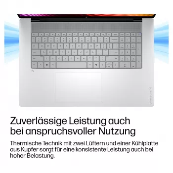 HP OmniBook X Next Gen AI 17-de0076ngx, Intel Core Ultra 7 155H, 24GB RAM, 1TB SSD, 17,3 colio QHD, Windows 11 Home, natūralaus sidabro spalvos, vokiška klaviatūra
