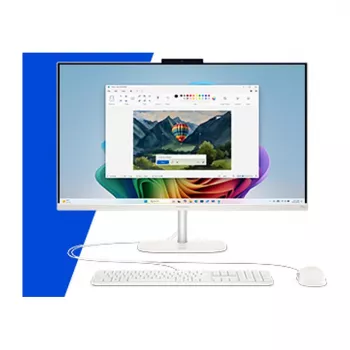 HP OmniStudio 27-cw0450ng All-in-One PC, 27 colių FHD ekranas, AMD Ryzen AI 5, 16 GB RAM, 512 GB SSD, Windows 11 Home, baltas