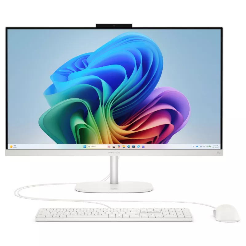 HP OmniStudio 27-cw0471ng All-in-One kompiuteris, 27 col. QHD IPS, AMD Ryzen AI 7 445, 16GB RAM, 512GB SSD, Windows 11 Home, baltas