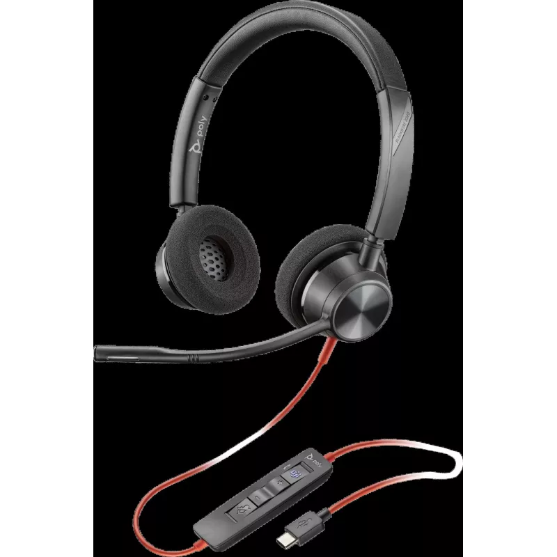 HP Poly Blackwire 3320-M USB-C laidinis ausinių komplektas su triukšmą slopinančiu mikrofonu, juoda