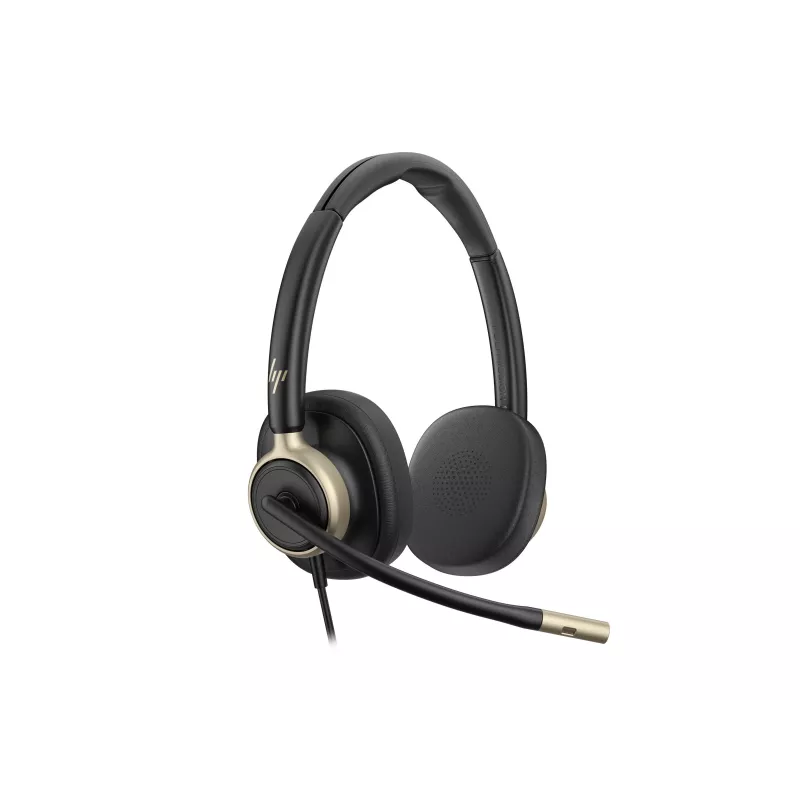 HP Poly Mission 825 Stereo USB Wired Headset su aktyviu triukšmo slopinimu, juoda, sertifikuota Microsoft Teams, Zoom, Google Meet, Works With Chromebook