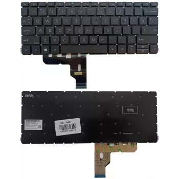 HP ProBook 430 G8/G9, 435 G7/G8 JAV anglų kalbos klaviatūra su apšvietimu (juoda)