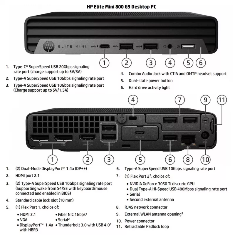 HP Renewed Elite Mini 800 G9 stalinis kompiuteris - Intel Core i5-12500T, 16 GB RAM, 256 GB SSD, Intel UHD Graphics 770, Windows 11 Pro