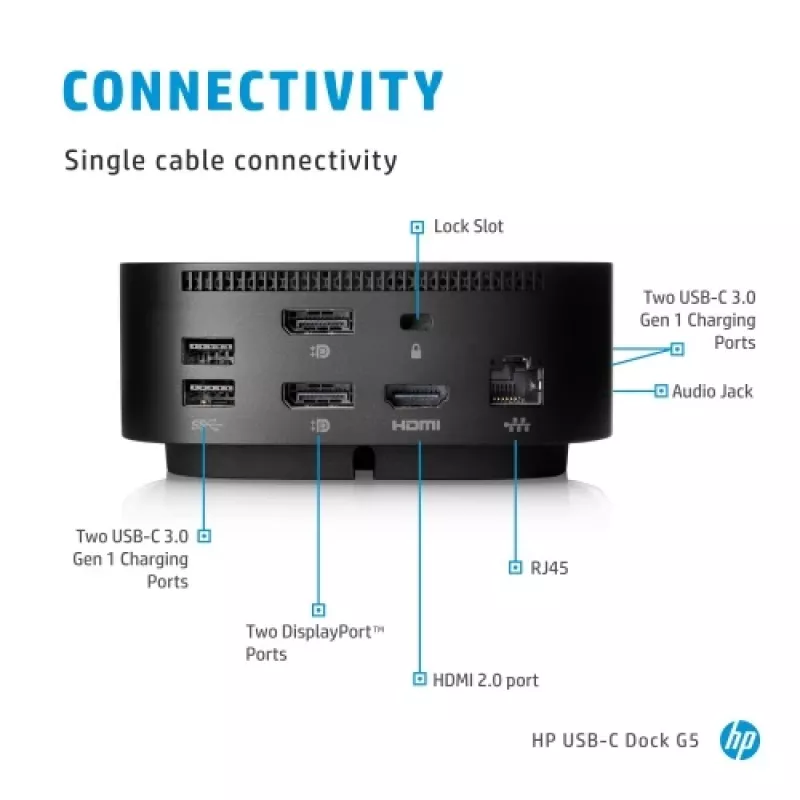 HP USB-C Dock G5 (5TW10AA) Docking Station, juoda