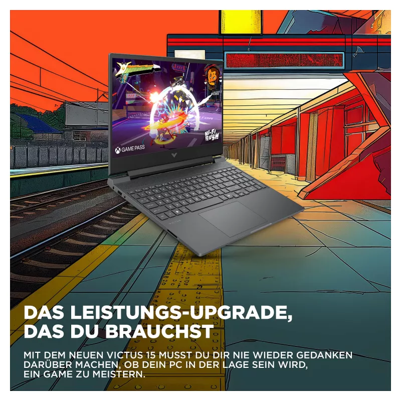 HP Victus 15-fa2140ng 15.6 colio Full HD 144Hz žaidimų nešiojamasis kompiuteris, Intel Core i5-13420H, 16GB RAM, 512GB SSD, NVIDIA GeForce RTX 3050, FreeDOS, vokiška klaviatūra