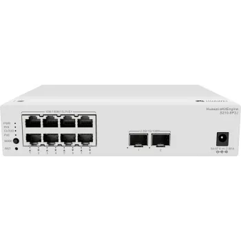 Huawei S210-8P2J valdomas L2 komutatorius su 8 Gigabit PoE+ prievadais ir 2 SFP uplink, 128W PoE biudžetas 98012922-001