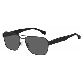 HUGO BOSS BLACK BOSS1441S807 Vyriški stačiakampiai akiniai nuo saulės – juodas rėmas, pilki lęšiai 60/16/150 mm