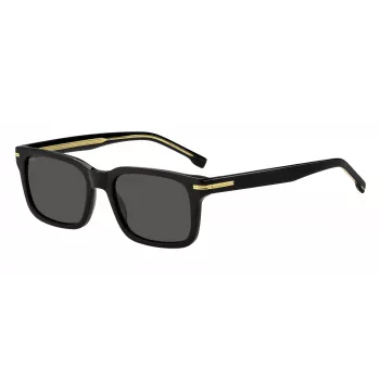 HUGO BOSS BLACK BOSS1628S807 Stačiakampiai akiniai nuo saulės, juodas rėmelis, pilki lęšiai, 54/19/145 mm