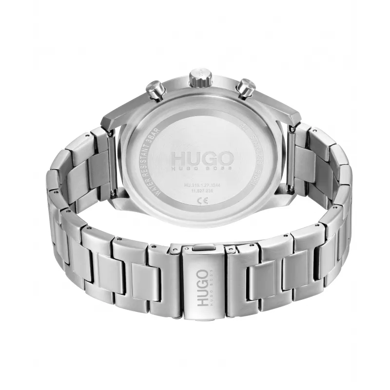 HUGO vyriškas 1530163 kvarcinis analoginis laikrodis, 46 mm, mėlynas ciferblatas, rudas odinis dirželis