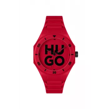 HUGO Vyriškas Chronografo Kvarcinis Laikrodis 42mm Nerūdijančio Plieno Korpusas Juodas Silikoninis Dirželis 1530328