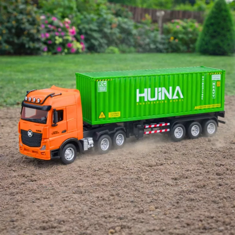HUINA 1:18 RC nuotoliniu valdymu sunkvežimis su konteineriu, šviesomis ir garsais