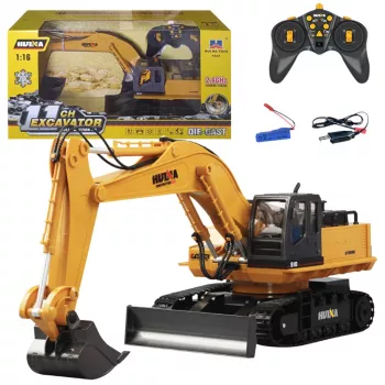 Huina 22747 1:16 RC Crawler Excavator Rotating Cabin Remote Controlled - 15 Channel 2.4GHz with LED Lights