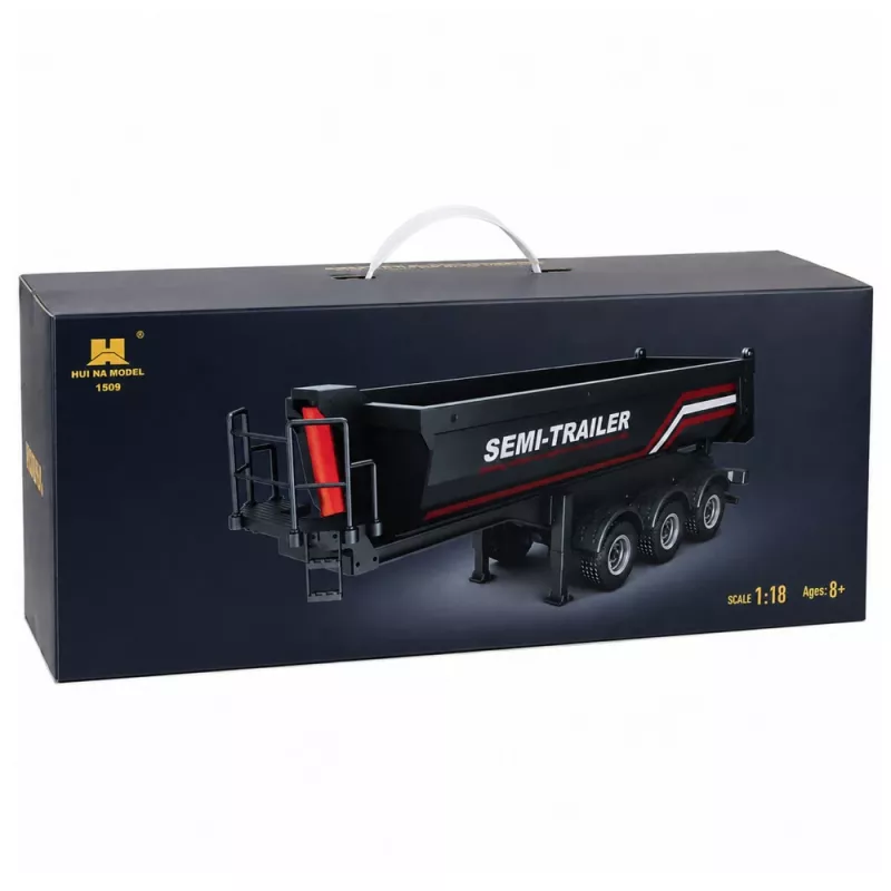 HUINA 32332 RC metalinis savivartis puspriekabė 1:18 mastelio juoda