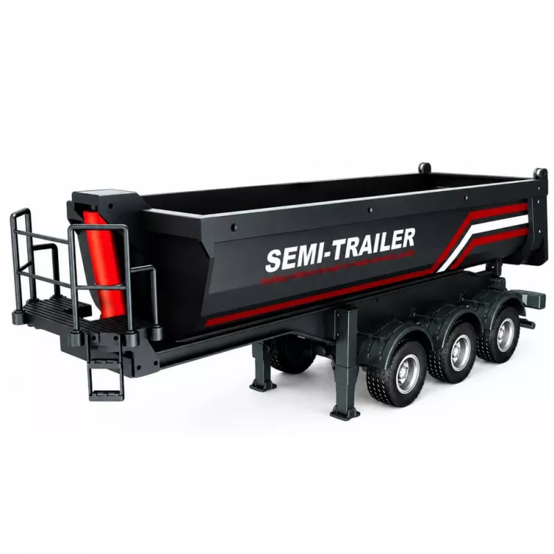 HUINA 32332 RC metalinis savivartis puspriekabė 1:18 mastelio juoda