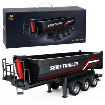 HUINA 32332 RC metalinis savivartis puspriekabė 1:18 mastelio juoda