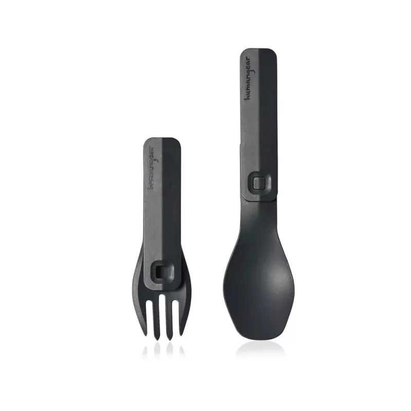 HumanGear Uno GoBites Click Travel Utensil Set Spoon and Fork Grey