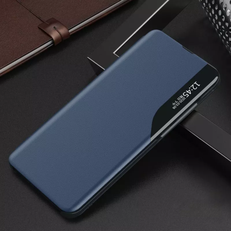 Hurtel Eco Leather View Case, skirtas Samsung Galaxy A05s, su atvartu - mėlyna