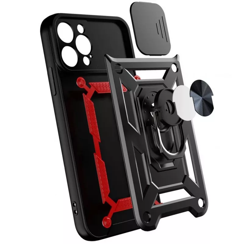 Hurtel Hybrid Armor Camshield Dėklas Huawei nova Y90 Šarvuotas Dėklas su Kameros Dangteliu Juodas