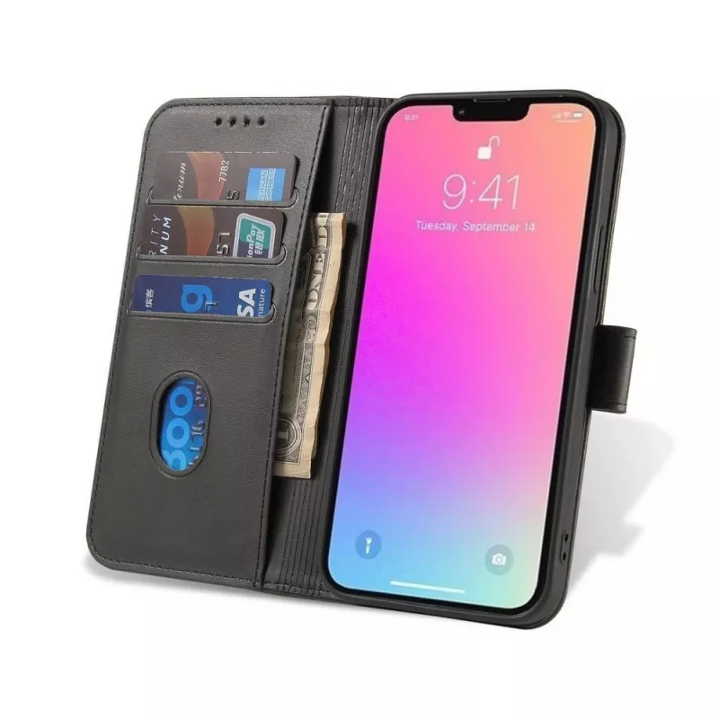 Hurtel Magnet Case Cover, skirta TCL 20 Pro 5G, Flip Cover Wallet Stand, juoda