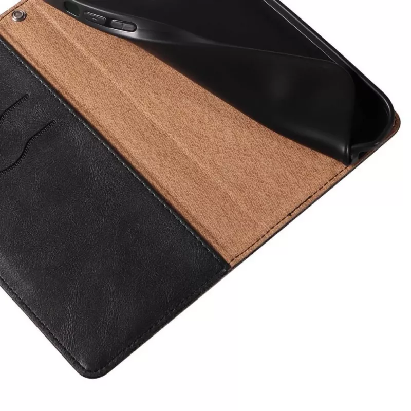 Hurtel Magnet Strap Case, skirta iPhone 13 Mini – Dangtelis su pinigine ir mini pakabinamu dirželiu – Juoda