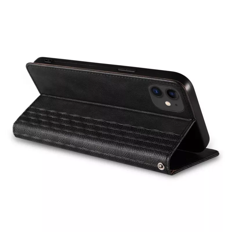 Hurtel Magnet Strap Case, skirta iPhone 13 Mini – Dangtelis su pinigine ir mini pakabinamu dirželiu – Juoda