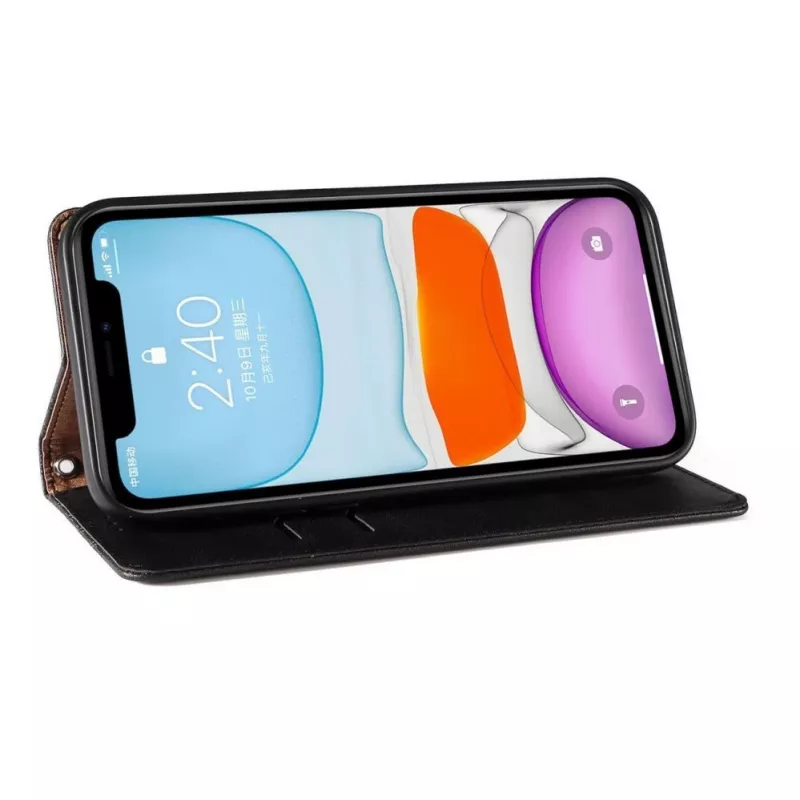 Hurtel Magnet Strap Case, skirta iPhone 13 Mini – Dangtelis su pinigine ir mini pakabinamu dirželiu – Juoda