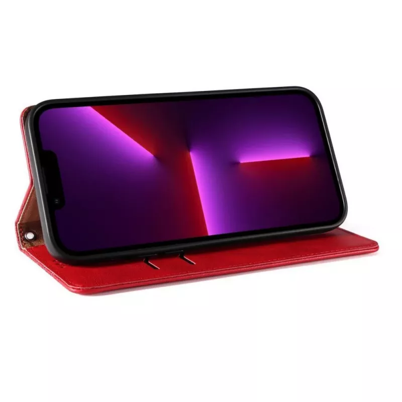 Hurtel Magnet Strap Case, skirta iPhone 13 Pro Max – piniginė su atsegamu dirželiu ir pakabuku – raudona