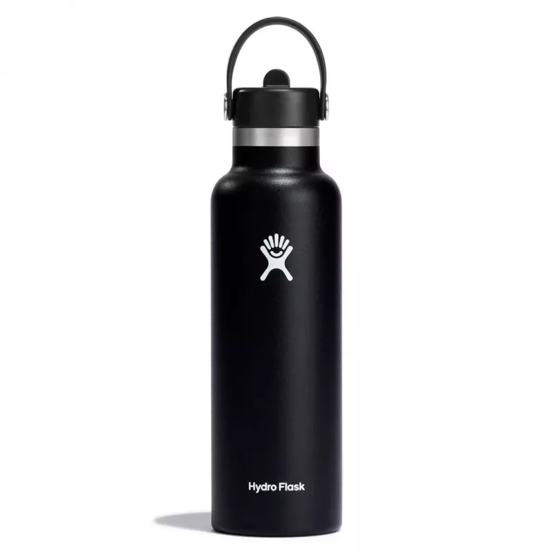 Hydro Flask Standard Mouth Flex Straw Cap Water Bottle 21 oz (620 ml) Black