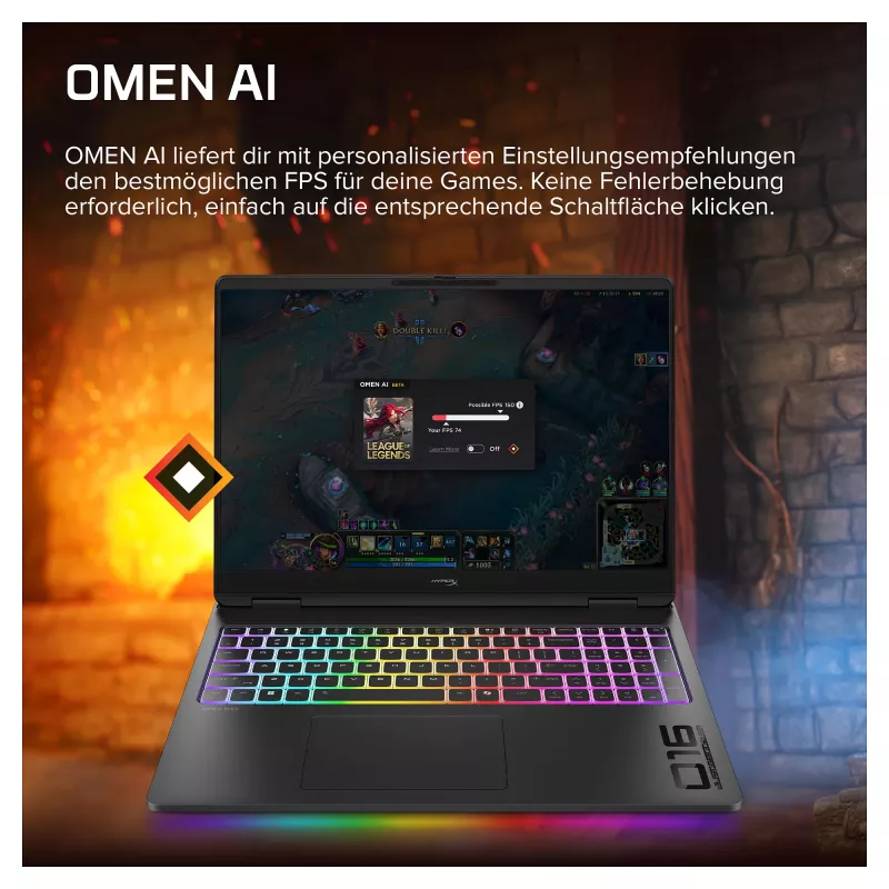 HyperX OMEN 16-ak1090ng žaidimų nešiojamasis kompiuteris, 16.1 inch QHD 165Hz, AMD Ryzen AI 9-HX475, 32GB DDR5, 1TB SSD, RTX 5070 Ti 12GB, Win11 Home