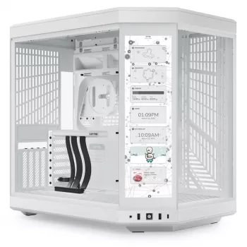 HYTE Y70 Touch vidutinės bokštinės korpusas, baltas, 14,1 inch LCD jutiklinis ekranas, grūdintas stiklas, E-ATX/ATX/mATX/Mini-ITX