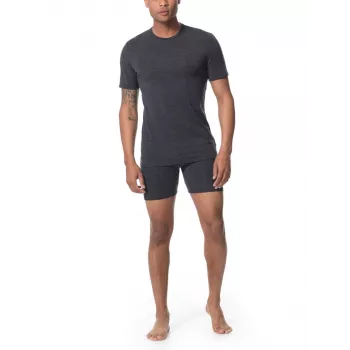 Icebreaker Anatomica trumpomis rankovėmis Crewe apatinis sluoksnis marškinėliai - Black/Monsoon - XL