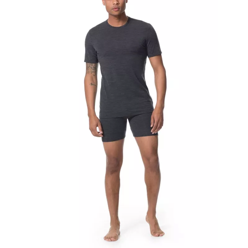 Icebreaker Anatomica trumpomis rankovėmis Crewe apatinis sluoksnis marškinėliai - Black/Monsoon - XL