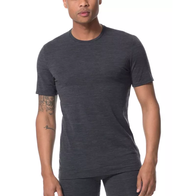Icebreaker Anatomica trumpomis rankovėmis Crewe apatinis sluoksnis marškinėliai - Black/Monsoon - XL